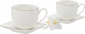 2 Db-os Csészealj Szett Arany Díszcsíkkal 250ml Kávés Szett