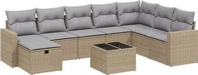vidaXL 9 részes vegyes bézs polyrattan kerti ülőgarnitúra párnákkal