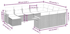 11 részes szürke polyrattan kerti ülőgarnitúra párnákkal