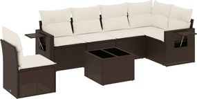 vidaXL 7 részes barna polyrattan kerti ülőgarnitúra párnákkal