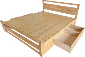 Franciaágy, 160x200, masszív fa, természetes, SHEILA