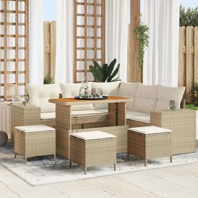 Kerti Kanapé Szett 9 pcs Beige és krém 110 x 55 x 71 cm