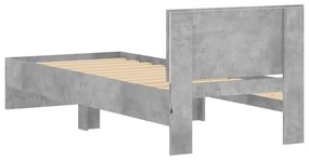 betonszürke ágykeret fejtámlával és LED-világítással 90x190 cm