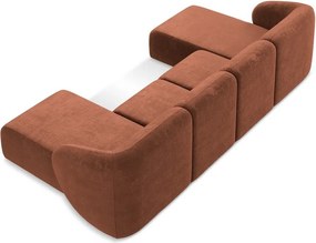 Terrakotta színű zsenília (U alakú) sarokkanapé Lani – Makamii