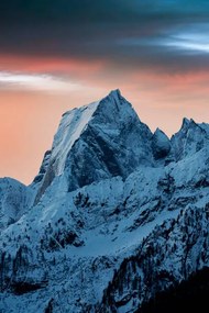 Művészeti fotózás Dramatic sunrise over snowy peak Badile,, Roberto Moiola / Sysaworld, (26.7 x 40 cm)