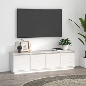 Fehér tömör fenyőfa tv-szekrény 156 x 37 x 45 cm