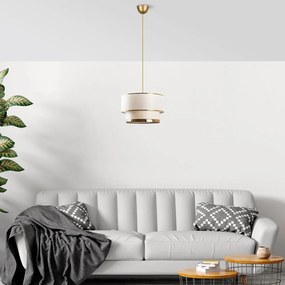 Krémszínű-aranyszínű függőlámpa textil búrával ø 30 cm Cake – Opviq lights