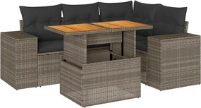 vidaXL 5 részes szürke polyrattan kerti ülőgarnitúra párnákkal