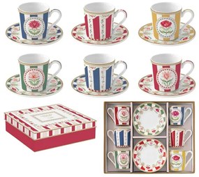 Porcelán virágos eszpresszó kávés csésze 6 személyes szett 100ml dobozban Coffee Mania Flowery