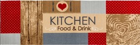 Kitchen konyhai szőnyeg bordó bézs csúszásgátlós mosható 50 x 150 cm