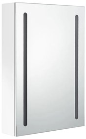 fényes fehér LED-es tükrös fürdőszobaszekrény 50 x 13 x 70 cm