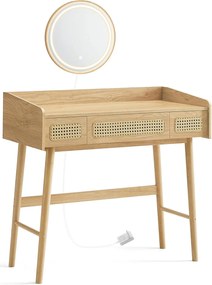 Fésülködőasztal tükörrel és világítással bézs színben