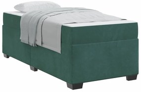 Ágykeret matraccal matracmal Sötétzöld 90 x 190 cm Bársony
