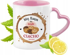 Unokatestvér bögre rózsaszín szív alakú füllel Kávé ajándék