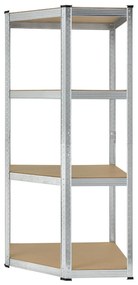 Juskys Sarokpolc - 160x75x40-75 cm - ezüst színű