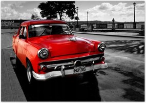 Poszterek 100x70 Kubai piros autó