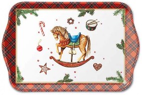 Karácsonyi hintalovas műanyag konyhai kis tálca 13x21 cm Christmas Toys
