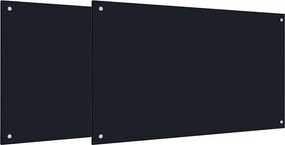 vidaXL Konyhai splashback 2 pcs Fekete 100 x 60 cm edzett üveg