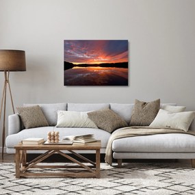 Üveg kép - Naplemente a tó felett (70x50 cm)