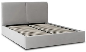 Łóżko 140x200 MARSYLIA Welurowe Kremowe Z Pojemnikiem