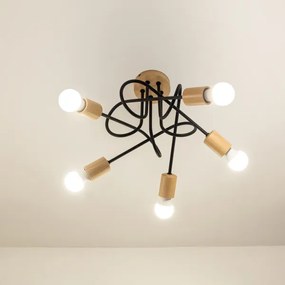 Felületre szerelhető csillár OXFORD 5xE27/15W/230V fenyő/fekete