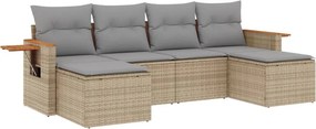 vidaXL 6 részes bézs polyrattan kerti ülőgarnitúra párnával