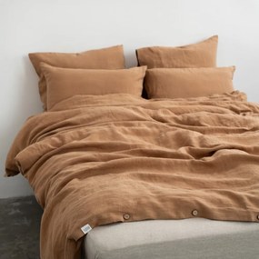 Barna kétszemélyes hosszabbított len ágyneműhuzat 200x220 cm – Linen Tales