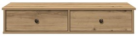 kézműves tölgy szerelt fa falipolc fiókokkal 100 x 37,5 x 19 cm