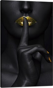 Vászonkép Fekete Nő Csend Arany Száj 60x100 cm