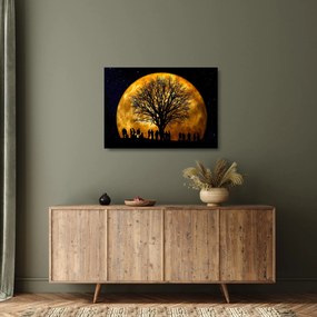 Holdok és sziluettek képe (üvegen) (70x50 cm)