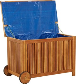 Tömör Akácfa Kerti Tárolóláda Kerekekkel 90 X 50 X 58 Cm