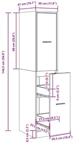 antik fa színű szerelt fa patikaszekrény 30 x 41 x 144,5 cm