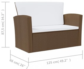 16 részes barna polyrattan kerti ülőgarnitúra párnákkal