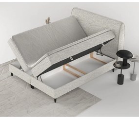 Világosszürke ágyneműtartós boxspring ágy 200x200 cm Melba – Maison de Rêve