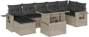 vidaXL 8 részes világosszürke polyrattan kerti ülőgarnitúra párnával