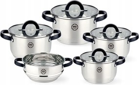 Acél edénykészlet szett 9db-os párolóbetét fekete Mg Home