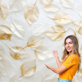 Fotótapéta Nappali Hálószoba Levelek Absztrakt Arany Bézs 490x260 LAZB11W