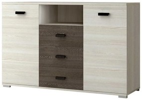 Nelly 135 2 ajtós fiókos komód kőris - ezüst tölgy