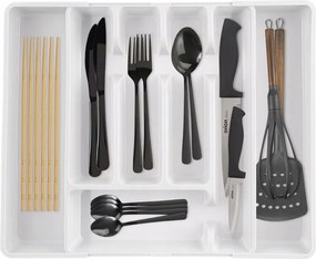 Evőeszköztartó Betét Fiókhoz Kihúzható Rendszerező Tároló Állítható Fehér