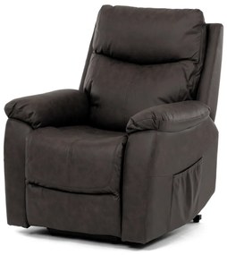Fotoliu TV si Relax, electric, 3 motoare, stofă maro cu decor piele periată TV-5874