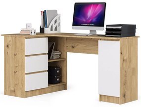 Sarok PC asztal Bevin (artisan tölgy  + fehér) (B). Akció -15%. 1070969