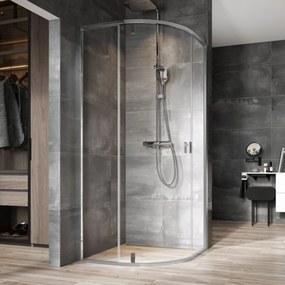 Ravak Nexty zuhanykabin 90x90 cm félkör alakú ezüst fényes/átlátszó üveg 3O677C00Z1