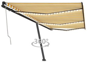 Sárga-fehér szélérzékelős és LED-es napellenző 600 x 350 cm