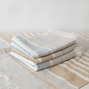 Bézs len strandlepedő 140x170 cm Allure Stripe – Linen Tales
