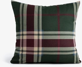 Goldea karácsonyi flanel párnahuzat - sötétzöld skótkockás 40 x 40 cm