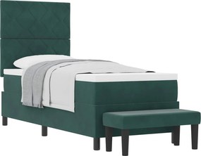 vidaXL Boxrugós ágy matracmal Sötétzöld 80 x 200 cm Bársony