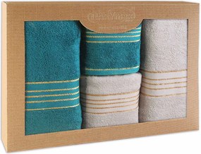 Törölköző Pamut Tiwano Világos Hamu Sötét türkiz 2x50x90+2x70x140 kpl.