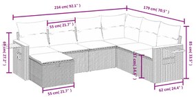 7 részes bézs polyrattan kerti ülőgarnitúra párnákkal