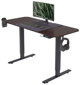 Állítható magasságú elektromos asztal ROB, 1400 x 720 x 600 mm, fekete/ dió