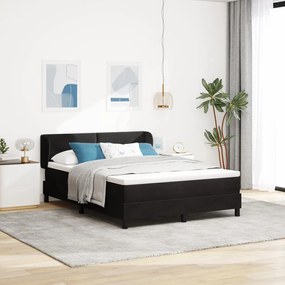 Boxspring Ágy Mattal Fekete 140x190 cm Bársony